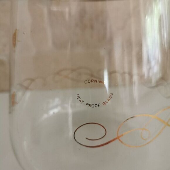 Vintage Corning MCM Coffee Carafe 6-Cup, Black Gold Scroll Pattern Kitchen Decor - Picture 10 of 10